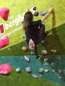 Climbing on the comp wall
