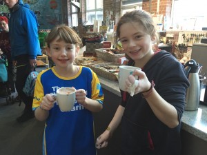 Time for hot chocolate (thanks to the Climbing Works!)