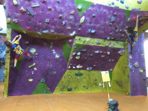 Climbing on another big overhang.
